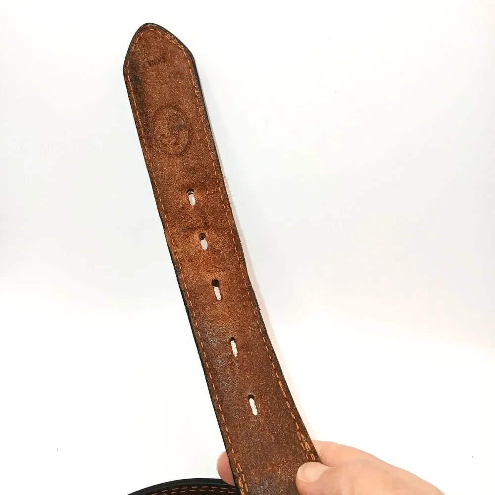 3D Belt Mens Size 40 Brown Hand Tooled Western Concho Cross Studded